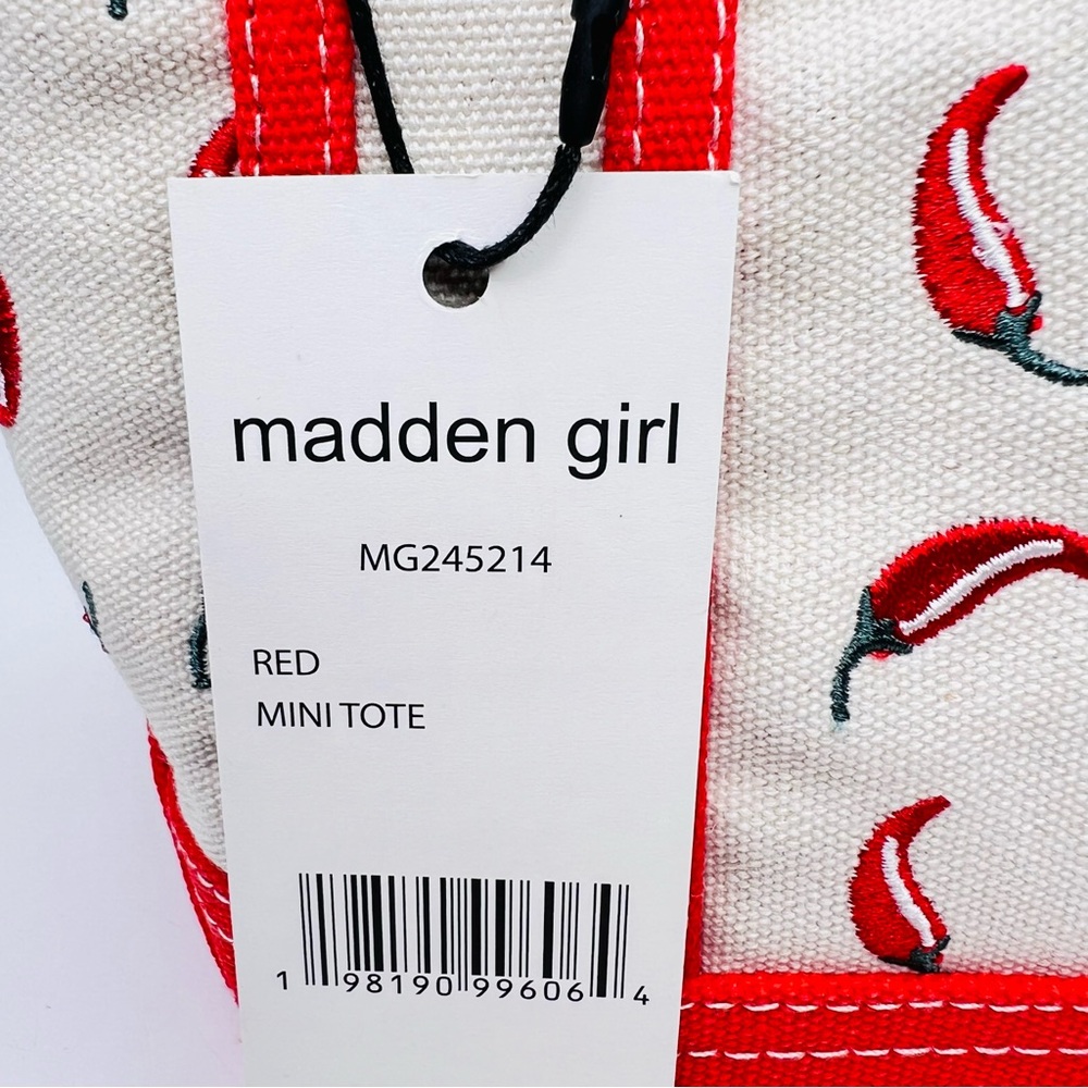 Viral Madden Girl Chili Pepper Canvas Mini Tote Crossbody Bag Charms & Keychain - Picture 7 of 13